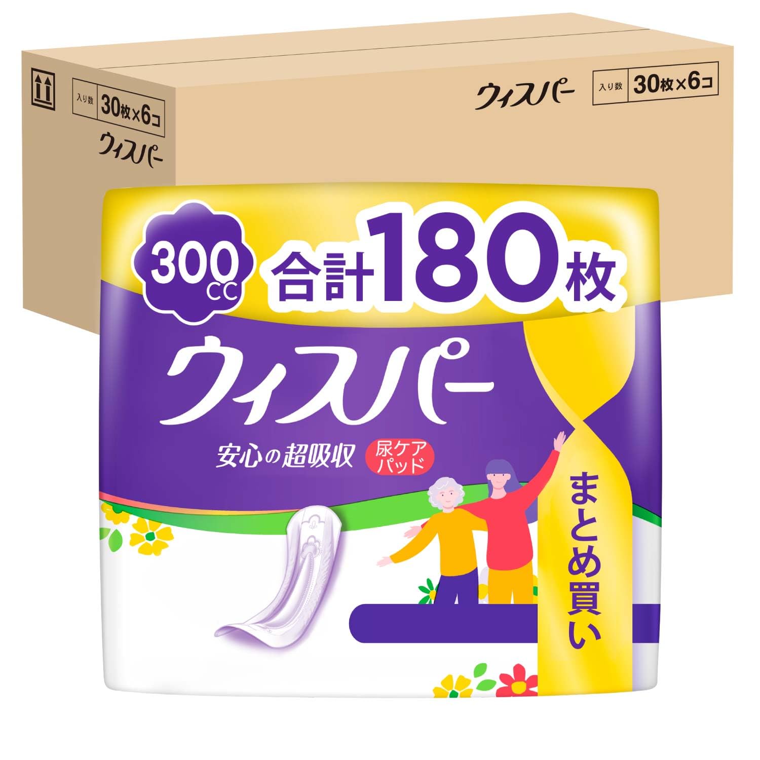 

Whisper safe super absorbent 300cc 180 sheets sheets x 6 leakage urine removal pad for for family [Bulk purchase/case sale] (30 packs) (urinary pad,