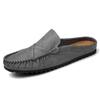 2026 Mules Mens Backless Loafers Slippers Half Shoes For Men Slide Closed Toe Sandals Man Semi Drag Casual Comfy Moccasins Brown