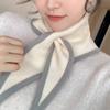 Women Scarf Patchwork Color Piercing Wrapped Short Scarf Fake Collar Winter Outdoor Cycling Wrap Around Scarf