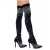 Comemore Rhinestone Pointed High Heel Sock Boot Outdoor Women Shoes Stiletto 2025 Women's Autumn Over The Knee Boots 43