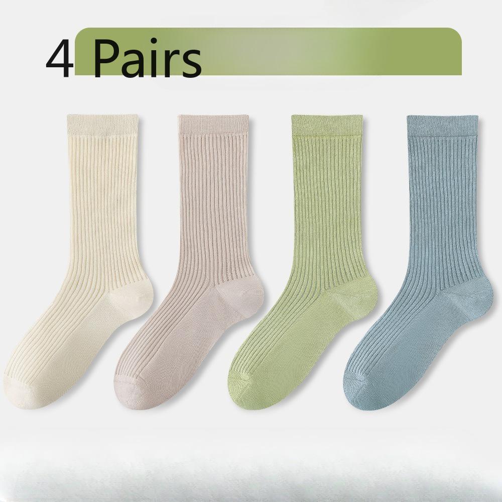 4 Pairs of Women's Summer Ultra Thin Cool Antibacterial Boneless Tube Stack Socks