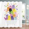 Cartoon Cute Bathing Cat Art Shower Curtain, Bathroom Decorative Shower Curtain, Home Printed Bath Curtain With Hooks