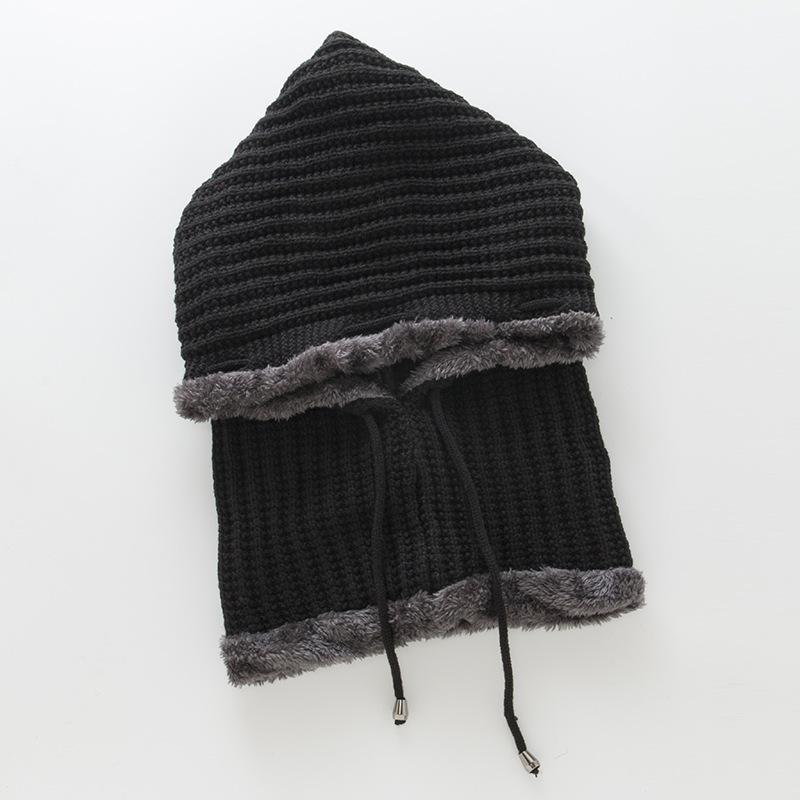 Women's Pullover Stripe One Piece Plush Thickened Riding Ear Protector Knitted Warm Hat