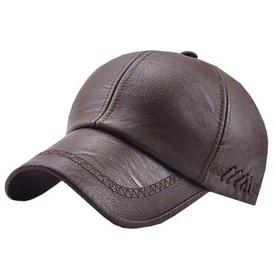 WHITE FANG Leather Plain Synthetic CA470 Cap, Leather, Leather, Casual, Stylish, Men's (Coffee)