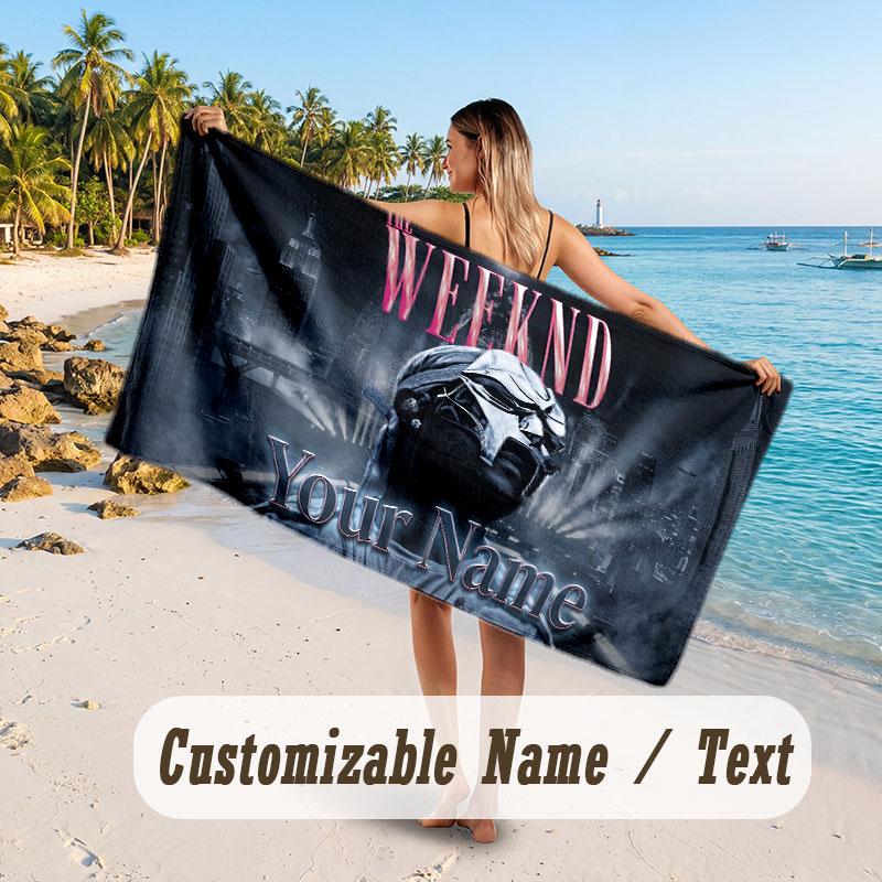 Custom Name Large Beach Towel,The Weeknd Quick Absorbent Towel For Outdoor Travel Poolside