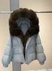 Winter increase natural real raccoon fur collar placket goose down jacket versatile high-end sense loose warm jacket women