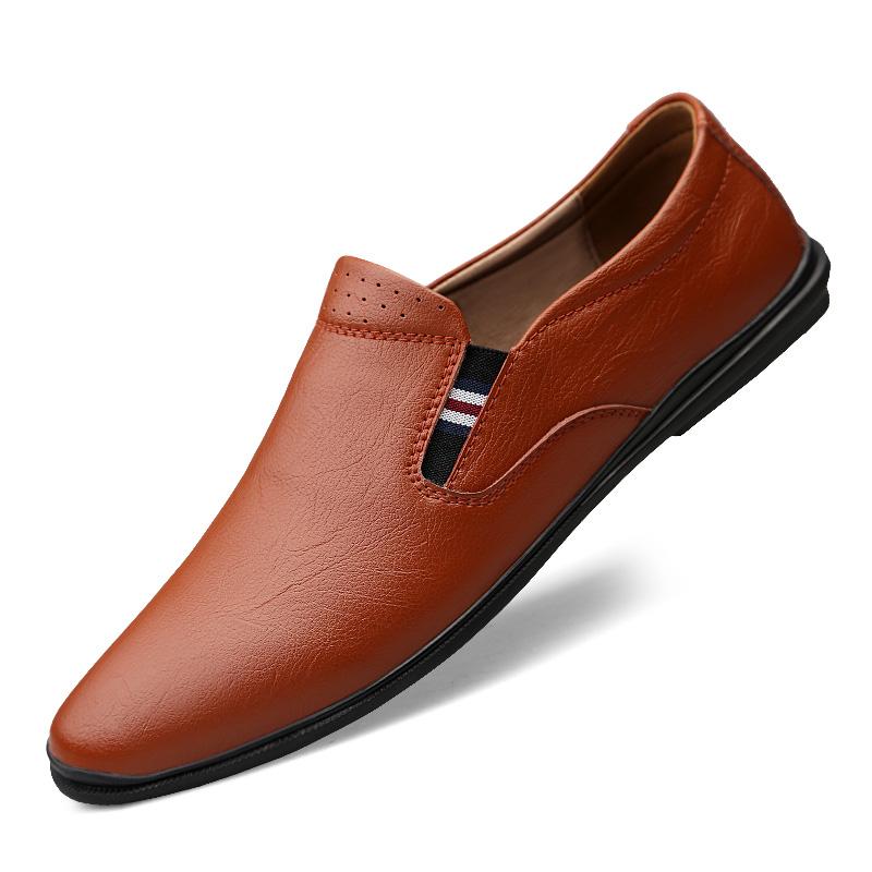 Fashion Lightweight Walking Flats Fashion Men's Leather Loafers Slip-On Comfortable Casual Shoes Breathable Driving Moccasins for Men