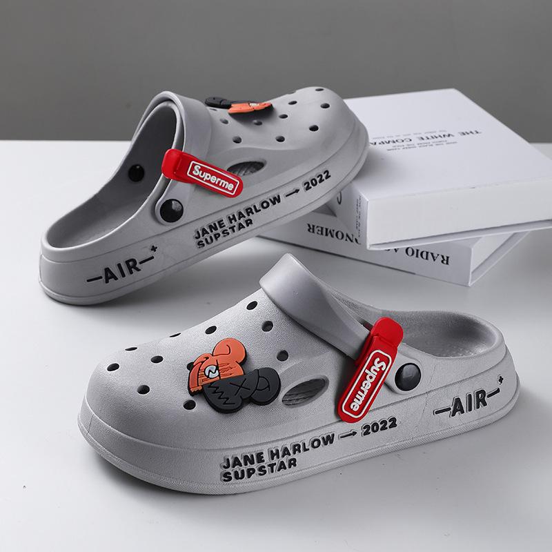 Papuci de plajă pentru bărbați 2025 cu talpă groasă, cu degete închise, antiderapați