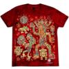 Men's Red Tie-Dye Aztec Tribal Print T-Shirt, Ancient Mayan Symbols Short Sleeve Casual Top