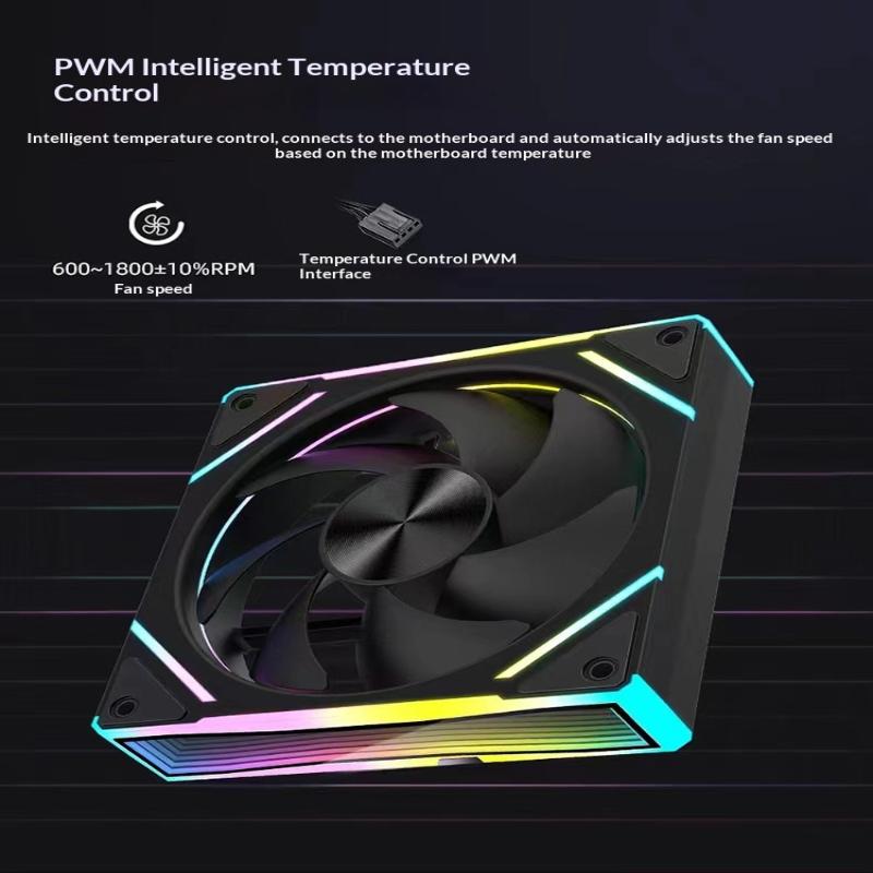 12Cm Argb 4 Pin Computer Case Fan Quiet Cooling 12V Large Air Volume 800-1600Rpm For Desktop Gaming Pc Build