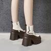 Dicksohlige Martin-Stiefel für Damen Herbst und Winter 2025 neue hochhackige dickabsatzige innen erhöhende mittelhohe Schaftstiefel Muffin vielseitig t