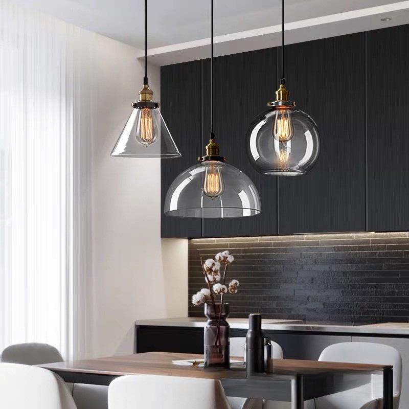 Nordic Retro Glass Pendant Light for Kitchen, Bar, Living Room, or Coffee Shop.