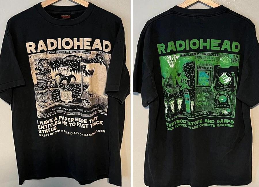 Vtg style Radiohead In Concert Tour rock music short sleeve 2 side shirt XXXXL