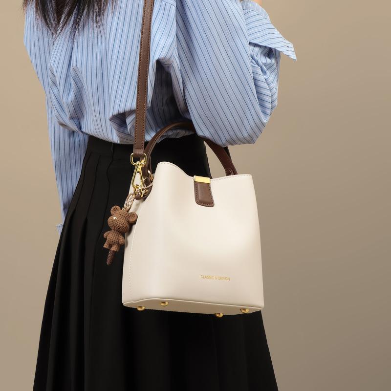 New Genuine Leather Crossbody Bucket Bag Portable Summer High-end Versatile Shoulder Bag