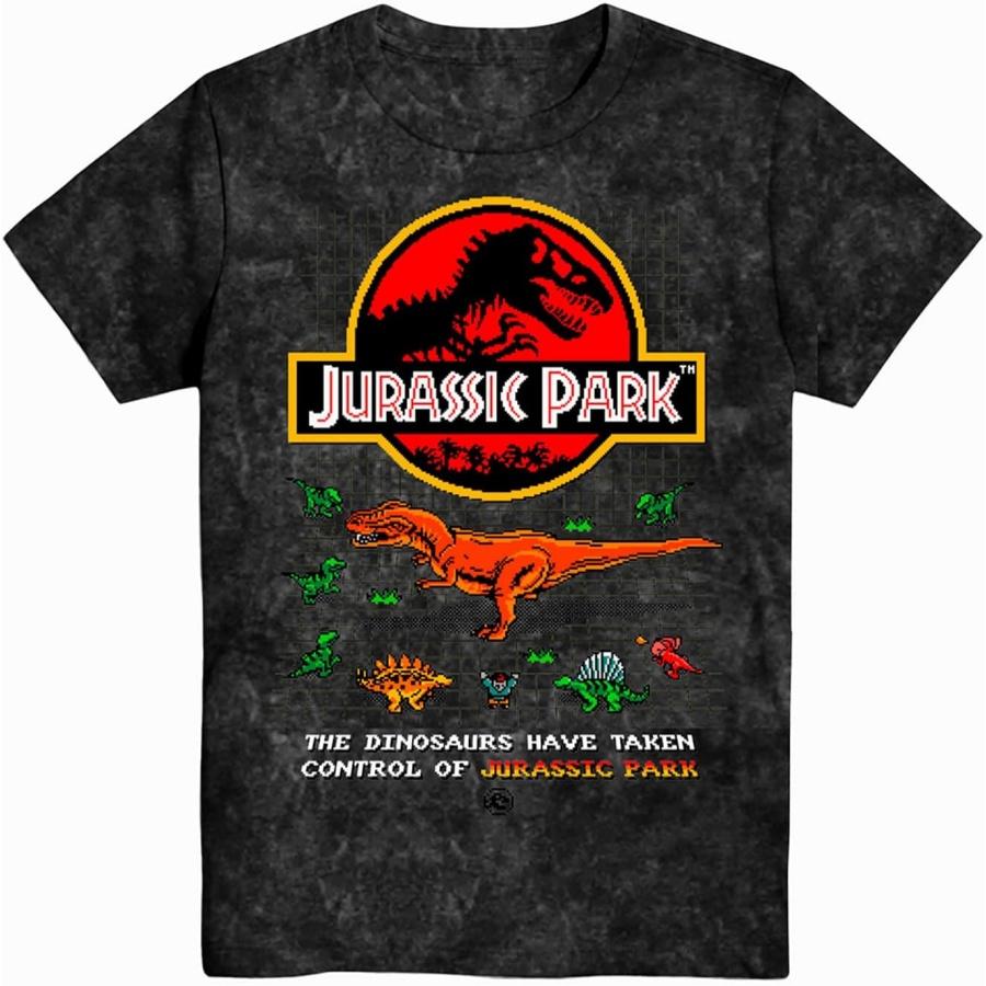Jurassic Park Boys Dinosaur T-Shirt - Juassic World Classic Movie - 8Bit Dinosaur T-Rex Rawr Tie Dye Shirt XXXXXL разноцветный