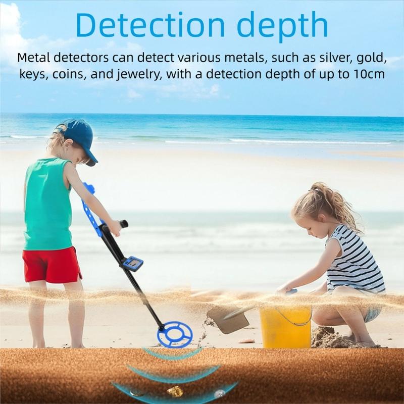 Kids Metal Detector Lightweight 1.2lbs Adjustable 60cm To 79cm Rod Secure Battery Cover Detects Gold Silver Coin Jewelry 10cm Underground Depth