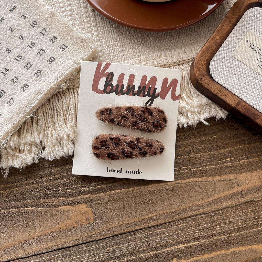 2 Τεμάχια Γλυκό Δροσερό Βελούδινο Λεοπάρ Παιδικό BB Κλιπ Κορεάτικο Χαριτωμένο για Μικρά Κορίτσια Ατακτες Τρίχες Φράντζες Πιάστρα Αξεσουάρ Styling Μαλλιών