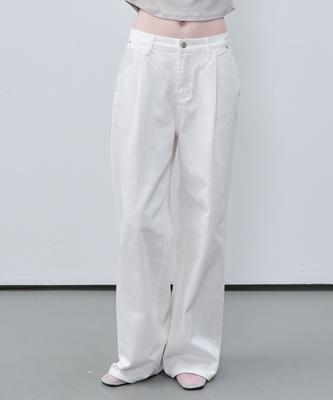 Peulibeo07 One Tuck Wide Tencel Denim Pants [Frsp06Dp04]_White