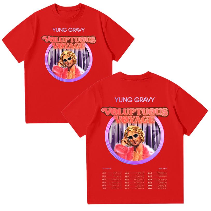 

Yung Gravy Cotton T Shirt Yung Gravy Voluptuous Voyage Tour 2025 Tees New Design Harajuku Clothing Unisex High Quality T-shirts XXL красный