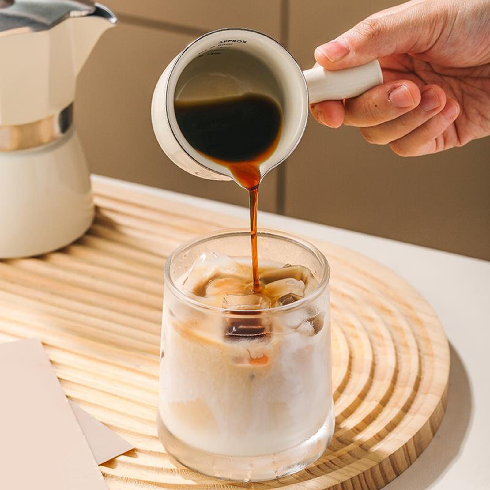 Ceramic Heat Resisting Glass Measuring Cup Milk Water Scale Tool Jug Glass Cream Scale Cup Tea Coffee Pitcher Microwave Safe bianco