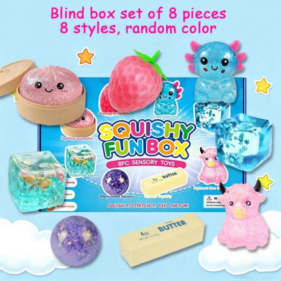 8Pcs Sugar Squeeze Toys, Soft TPR Stress Relief Fidget Toy for Adults, Anxiety Calming Sensory Toys, Party Gift