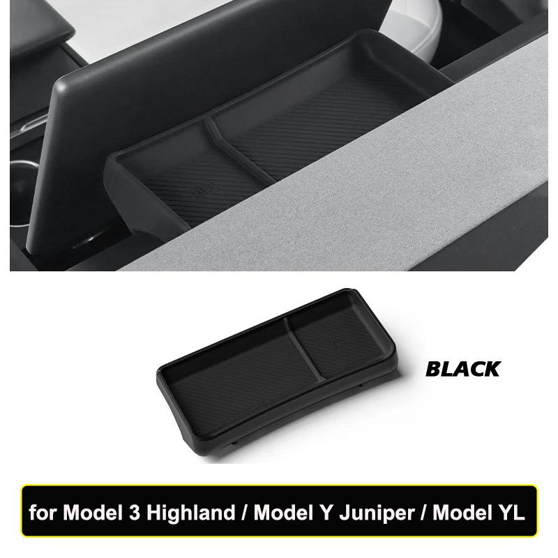 For Tesla Model 3 Y YL Juniper Highland 2025 2026 Dashboard Storage Box Central Control Screen Rear Organizer Tray ETC Tissue
