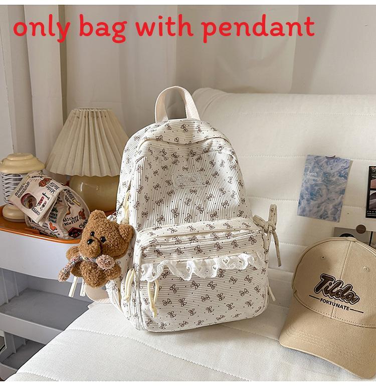 Korean Style Girls Backpack With Bow Pattern For School And Travel Purposes