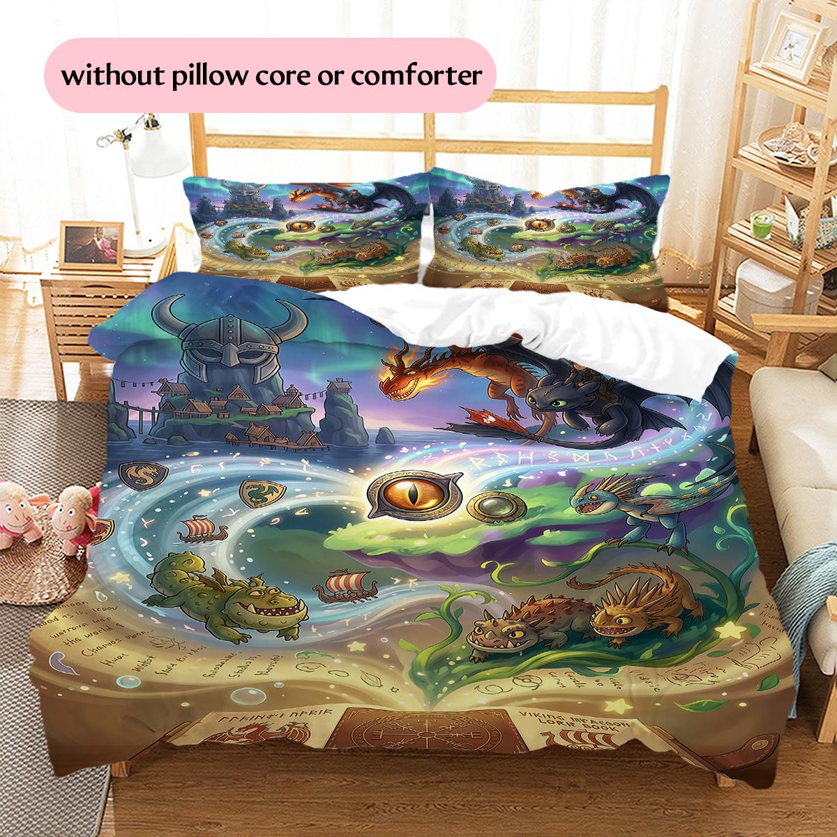 

How to Train Your Dragon Toothless Pattern Bedding Quilt Set Home Decoration Gift (1 * duvet cover + 2 * pillowcase without core) 135x200cm