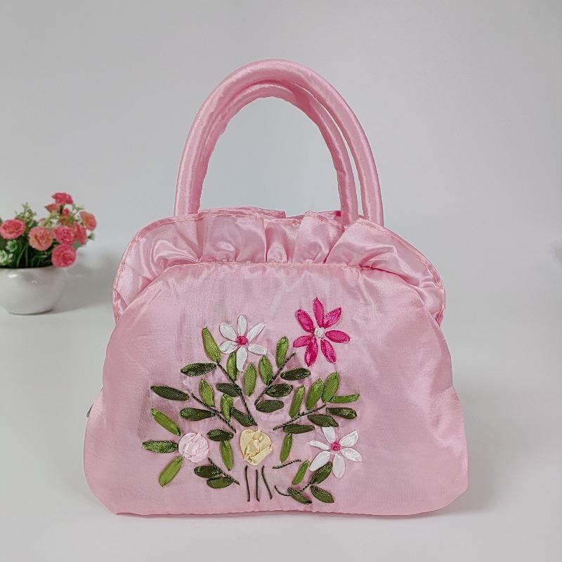 Zipper women's bag handmade ribbon embroidered bag mother shopping bag handbag bag wedding bag
