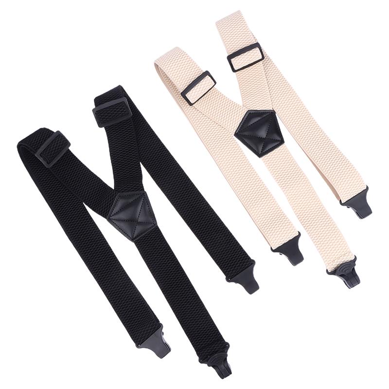 Heavy Duty Work Suspenders For Men Wide Y-Back With 3 Plastic Gripper Clasps Adjustable Elastic Trouser Pants Braces