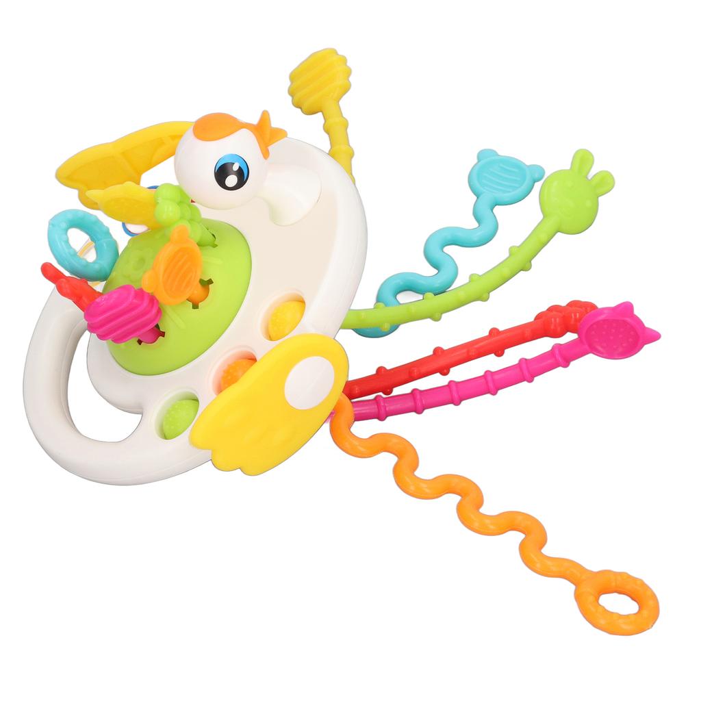 Jucărie pentru copii mici cu șnur de tras, educativă, liniștitoare, în formă de rață, multifuncțională, jucărie cu șnur de tras, albă