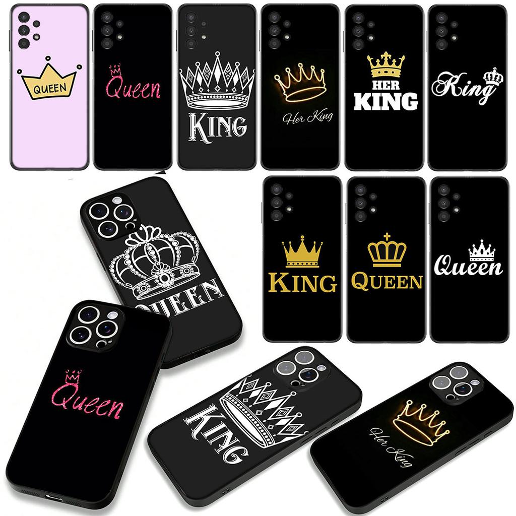 Queen King Couple Novelty Fundas Cover Phone Case for Apple iPhone 16 15 14 Plus 13 12 Mini 17 Pro Max + ProMax 16E Air 15+