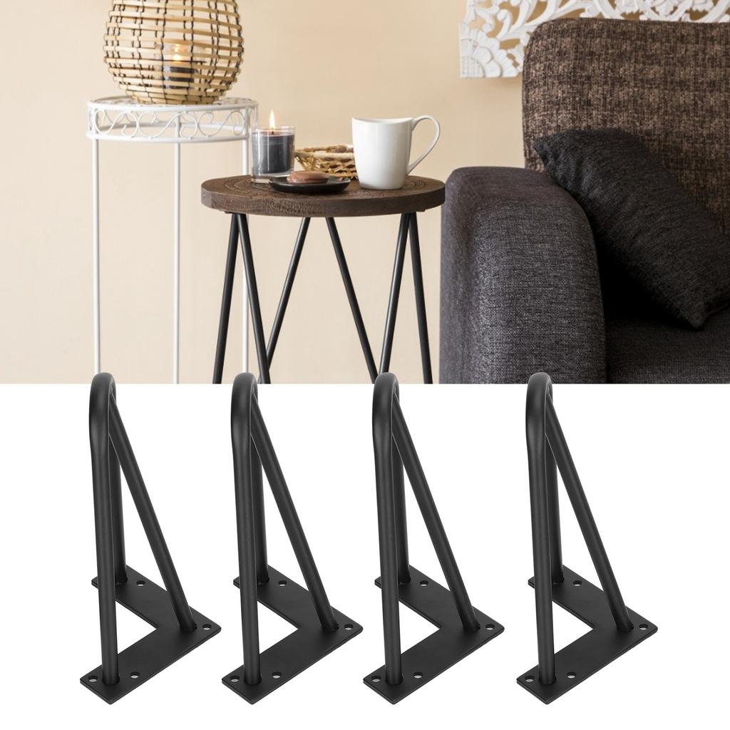 4PCS Wrought Iron Table Leg Simple Hairpin Coffee Legs with Foot Pad Home DIY Projects20cm