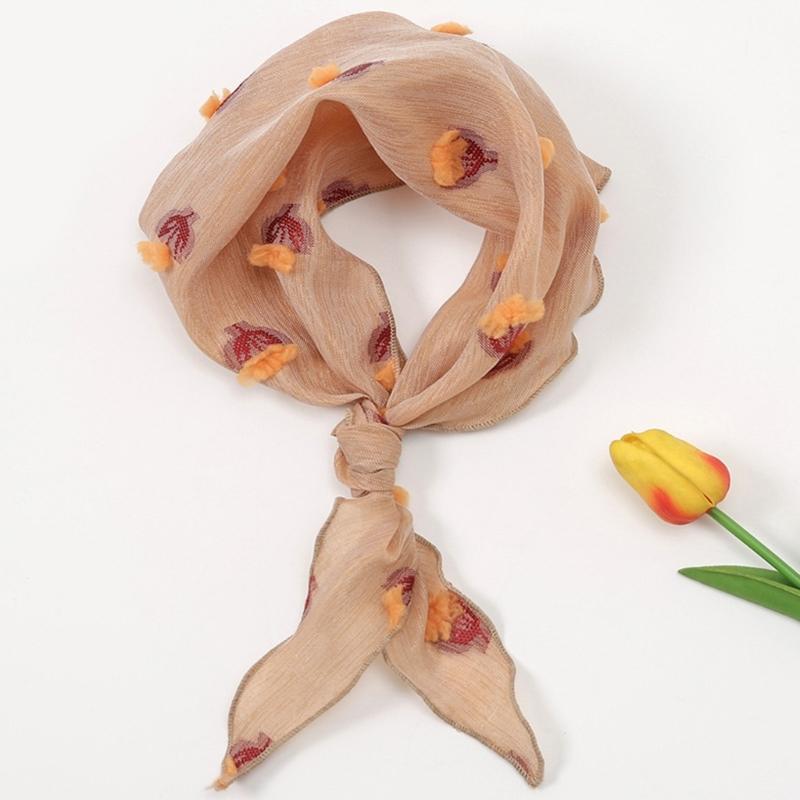 Fashionable Women's Small Silk Scarf Lightweight and Breathable Headwrap Scarf Comfortable Kerchief for Daily Wear