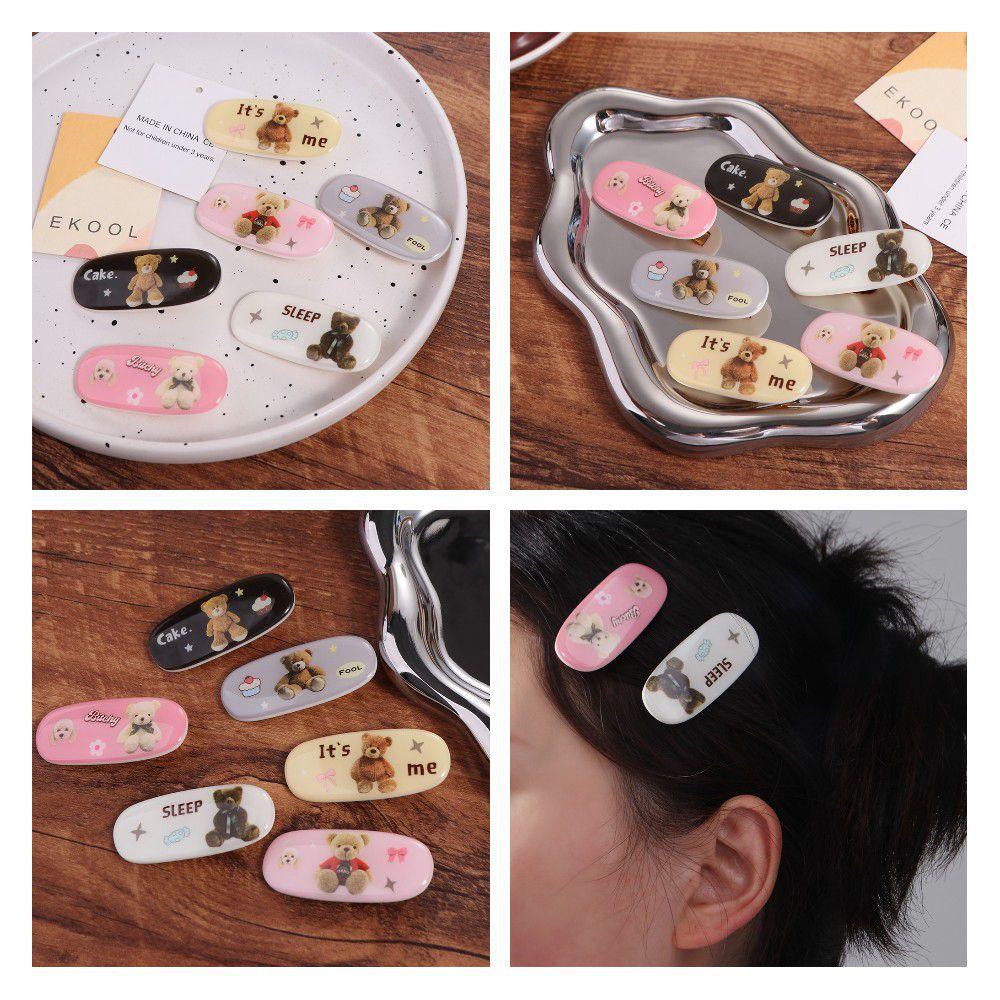 

Printed Cute Hair Clip Geometry Bear Hairpin Simple Daily Style 6