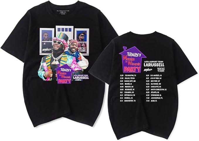

TPain Merch Unisexsion in Wiscansin Party TourTShirt Women Unisex Vintage Crewneck Short Sleeve Tee Streetwear S