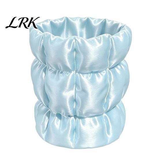 Office Desk Pen Holder Macaron Color Holder, Cloud Pleat Design Pencil Dressing Table Storage Soft Satin Compact Desktop Organizer for Pens
