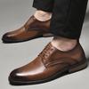 Men's Formal Brogues: Spring/Autumn Casual Leather Shoes - Round Toe, Top Layer Cowhide.