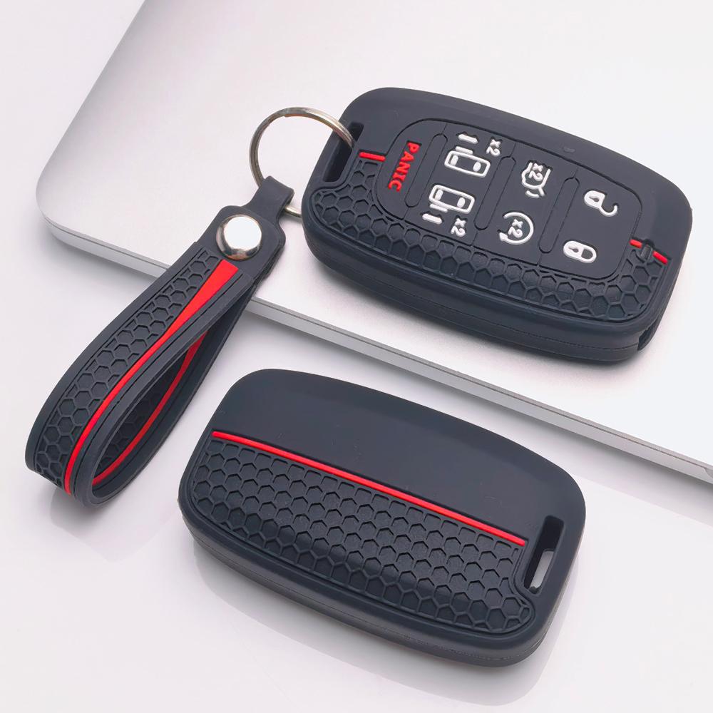Key Fob Cover for Chrysler Pacifica with Keychain Anti-Scratch Guard Shockproof Protection Soft Grip Texture Responsive Button Touch