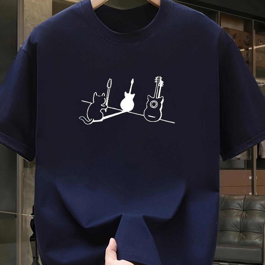 Herren Sommer 100% Baumwolle Modisch Lässig Sportlich Locker Trendige Marke Muster Bedruckt Rundhals Kurzarm T-Shirt Top