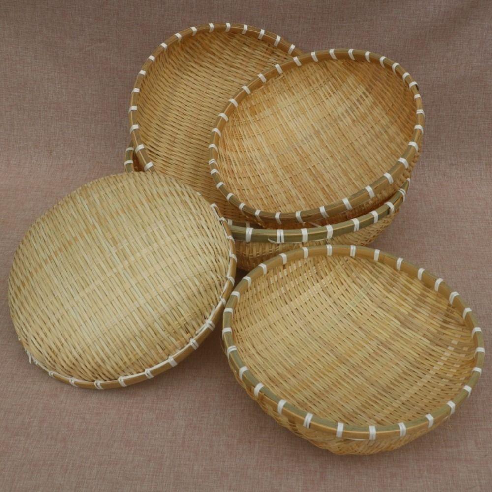 High Quality Round Fruit Snack Basket Handmade Exquisite Storage Basket Pastoral style Bamboo Basket