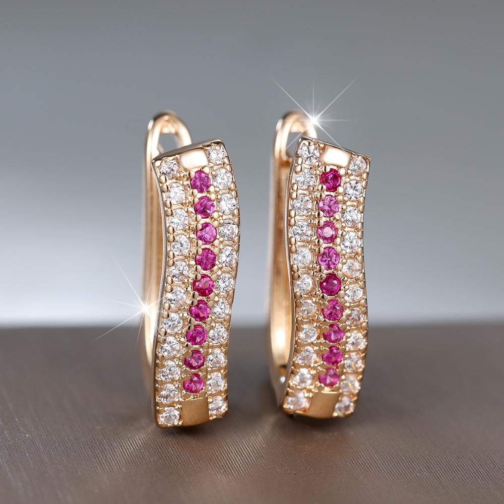 Exquisite White and Black Zircon Hoop Earrings for Women Golden Wedding Party Fashion Jewelry Gifts