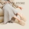 Soft and Fluffy Faux Lamb Plush Slippers , Warm and Cozy, Non-slip, Cute and Quiet Indoor Shoes for Women