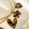 Stylish Leopard Print Acrylic Pendant Necklace Heart/Flower Charm Neckchain Lightweight Trendy Jewelry Gift