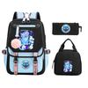 Animation Cartoon Printing Student Schoolbag Three-Piece Set Campus Trend Men And Women Versatile Casual Backpack Large Capacity