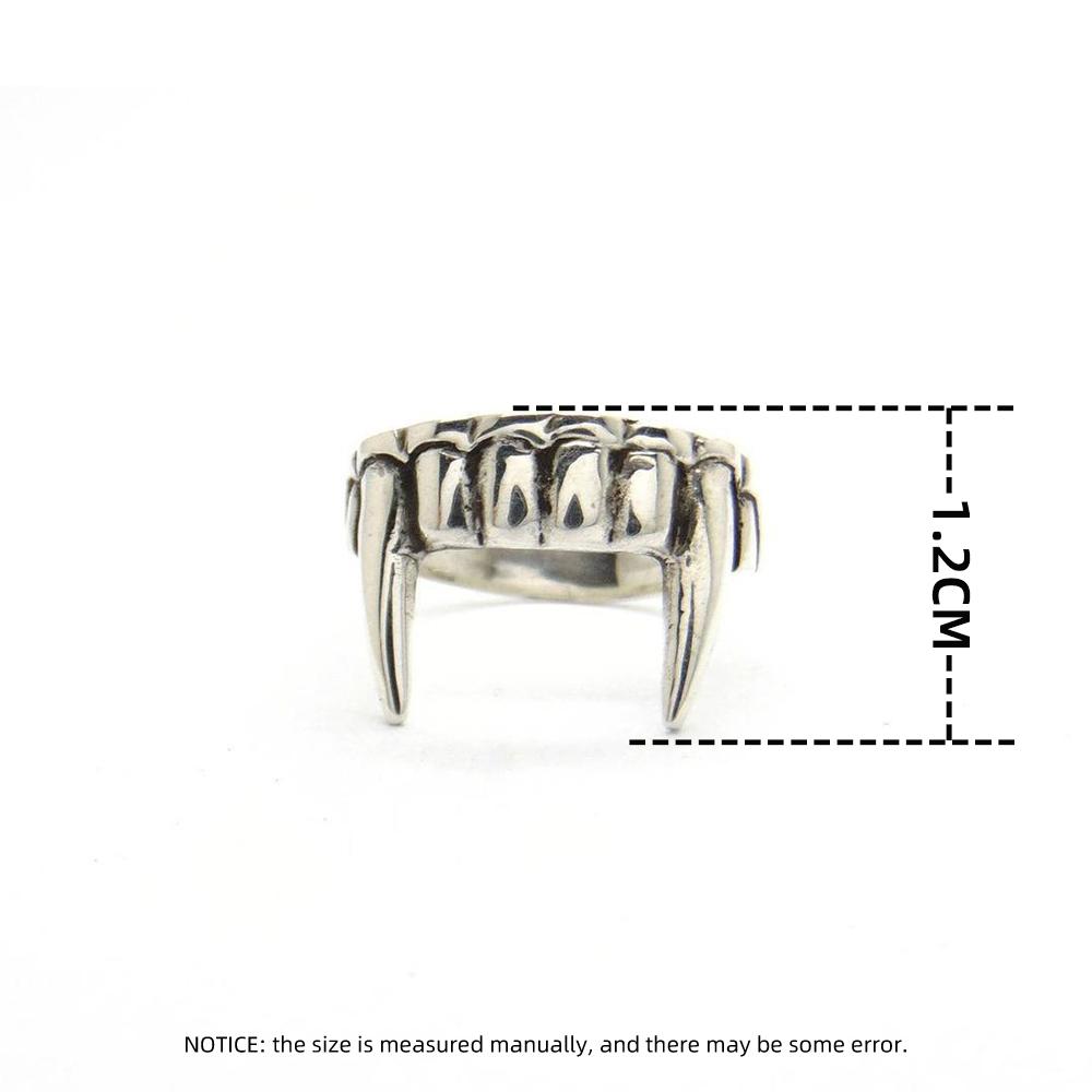 Bague Ouverte Antique Couleur Argent Dents de Vampire Pour Femmes Hommes Rétro Créatif Hiphop Réglable Anneaux Bijoux de Fête Punk A965