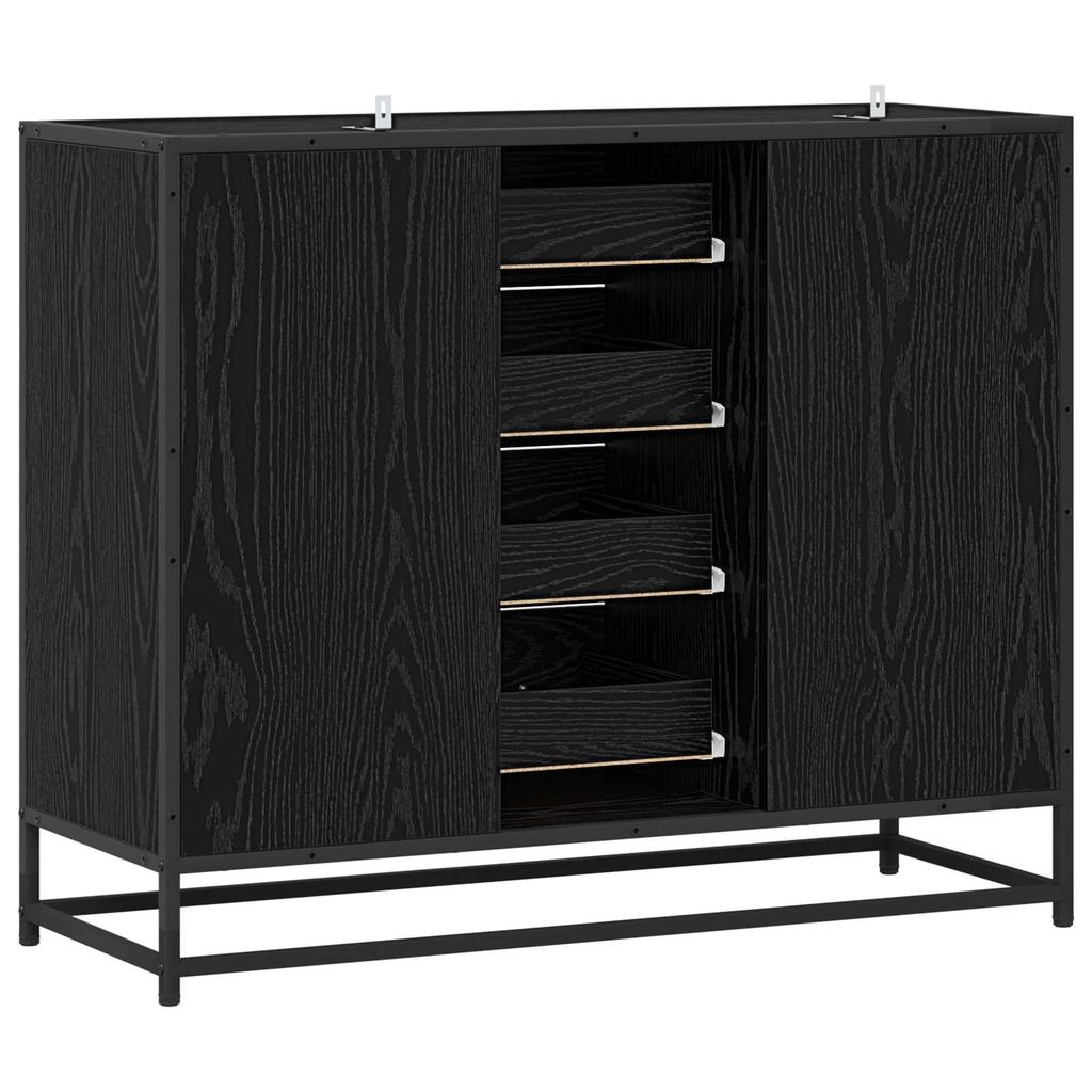 Sideboard Black Oak Effect 92 x 35 x 76 cm Engineered Wood