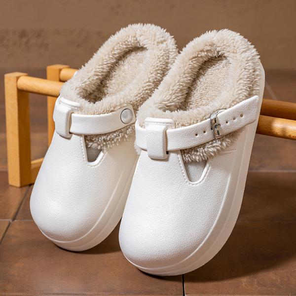 Thick-soled Waterproof Cotton Slippers, Wear Outside In Autumn and Winter, Increase Height, Non-slip, Fleece and Keep Warm, Couple Home Plush
