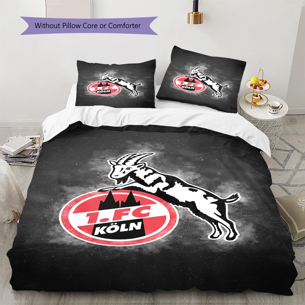 1. FC Köln Pattern Bedding Set Quilt Cover Pillowcase Home Decor Gift (1 * Duvet Cover + 2 * Pillowcase, Without Core)