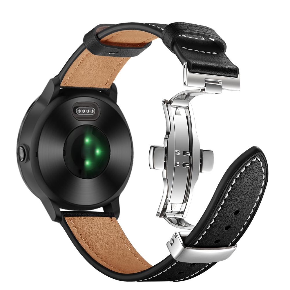 20mm Top-layer Cowhide Leather Genuine Leather Watch Strap Replacement for Garmin Vivoactive 3/Vivomove HR